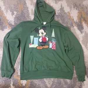 Disney Store Mickey Mouse Christmas Hoodie Hooded Sweatshirt 2XL Green